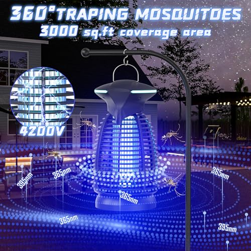 Dovima Bug Zapper Outdoor for Mosquito Flies - Waterproof Insect Killer Trap Lamp Electric 4200V Powerful Bug Zappers Indoor with LED Light for Patio Porch Garage Backyard & Home - Image 5