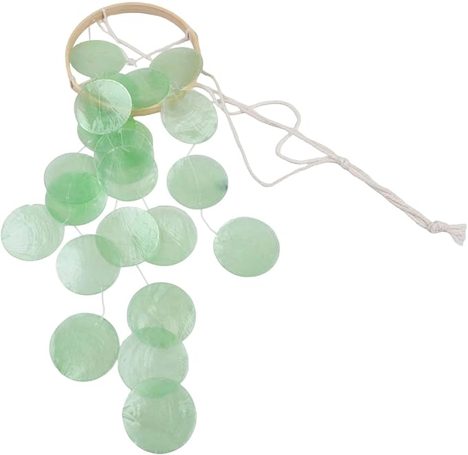 Green Wind Chime Garden Patio Decor With Mother Of Pearl Sound 73cm - Image 1