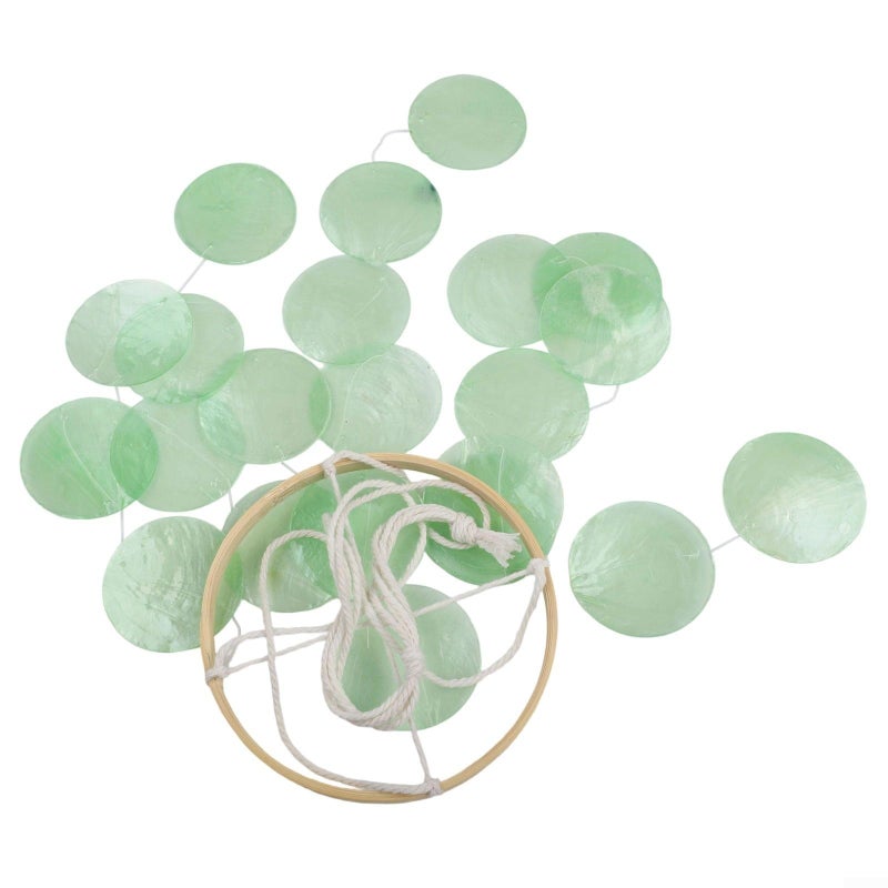 Green Wind Chime Garden Patio Decor With Mother Of Pearl Sound 73cm - Image 4