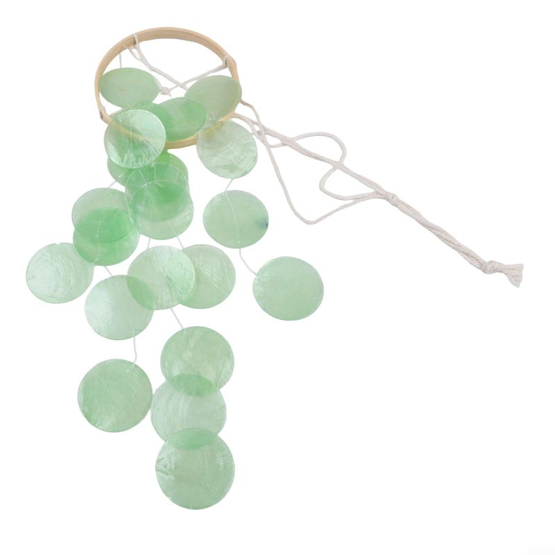 Green Wind Chime Garden Patio Decor With Mother Of Pearl Sound 73cm - Image 2