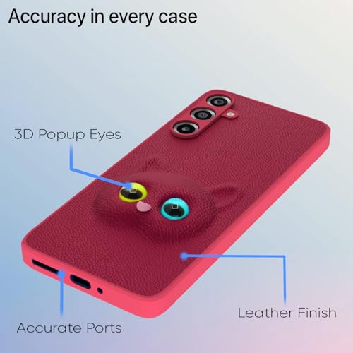 Pikkme Back Cover for Samsung Galaxy M17 5G / A17 5G / F17 5G | Cute Cat Leather Finish | Soft TPU | Bumper Case for Girls (Pink) - Image 4