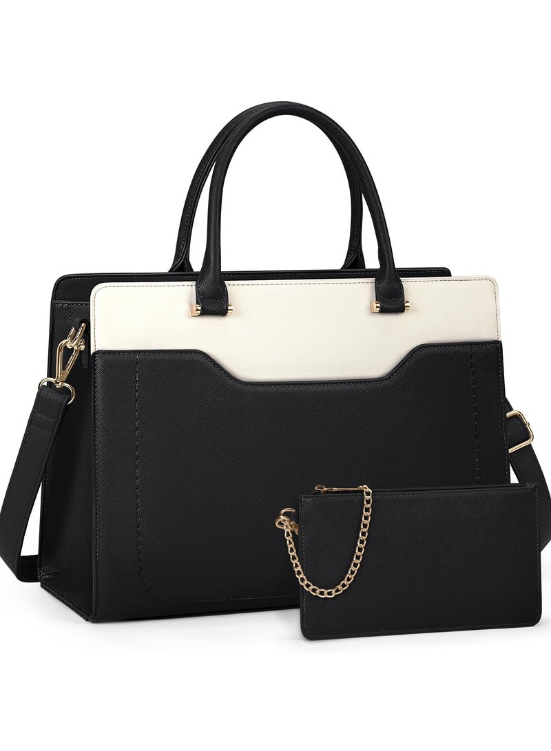 erorex Laptop Tote Bags for Women 15.6 Inch Designer Ladies Leather laptop handbags Waterproof Briefcase with Clutch Bag for Work School Business  - Image 1