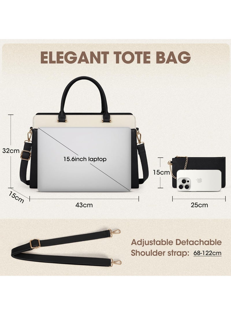 erorex Laptop Tote Bags for Women 15.6 Inch Designer Ladies Leather laptop handbags Waterproof Briefcase with Clutch Bag for Work School Business  - Image 2