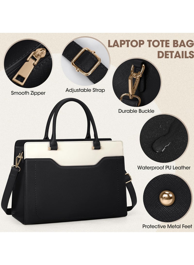 erorex Laptop Tote Bags for Women 15.6 Inch Designer Ladies Leather laptop handbags Waterproof Briefcase with Clutch Bag for Work School Business  - Image 3