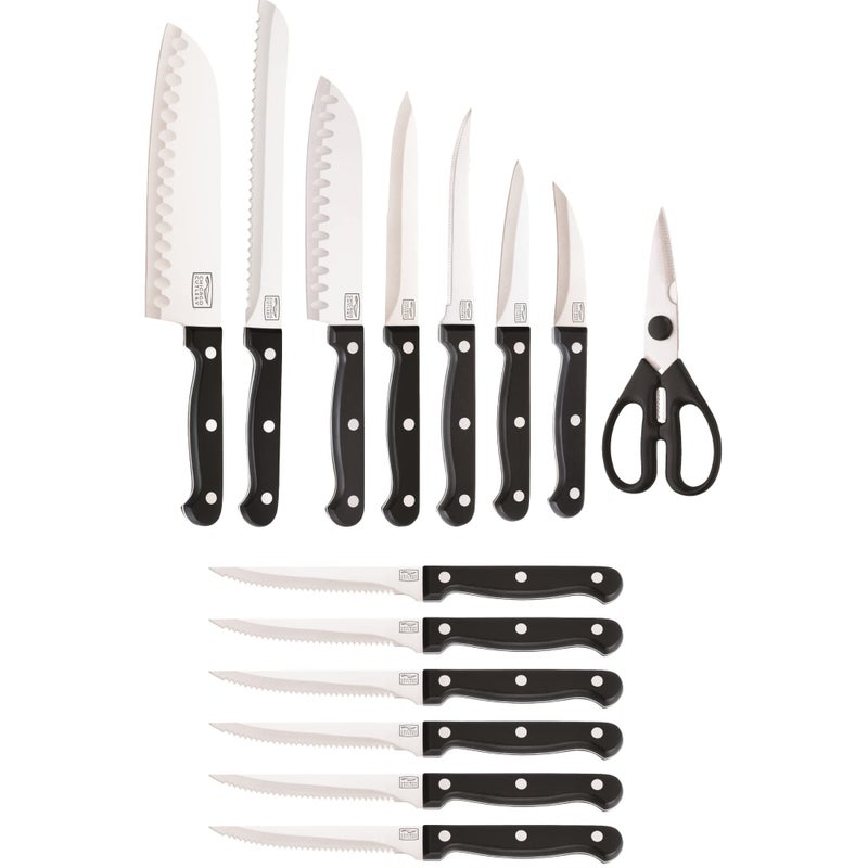Chicago Cutlery Chicago Cutlery Essentials 15 Piece Stainless Steel Kitchen Knife Set with Shears, Paring, Fruit, Utility, Santoku, Bread, and Steak Knives, Knife Set for the Kitchen with Block  - Image 2