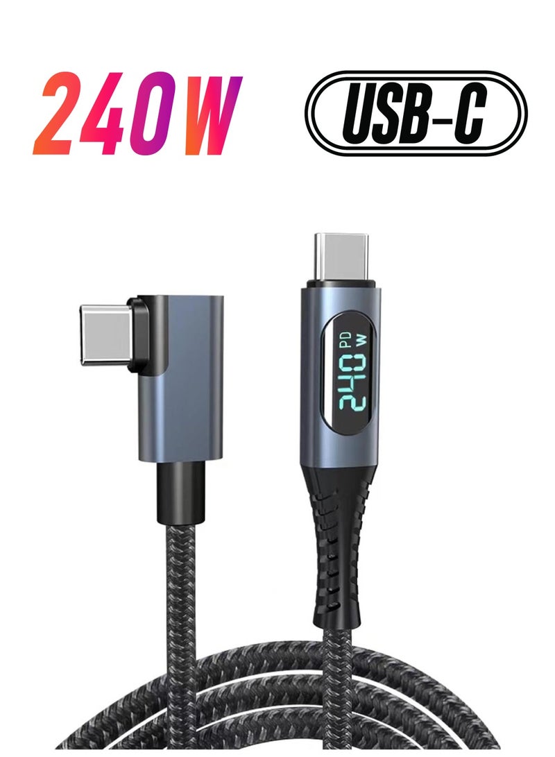 USB 4 Cable with LED Display 40Gbps 8K@60Hz PD USB Type C to USB C Male to Male with 90 Degreen Cable Cord for Computer Type-C Laptop Pad Hub - Image 1