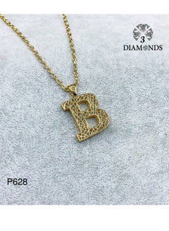 3Diamonds Elegant Women's High-Quality B-Shaped Pendant Necklace, Gold Plated – Stylish, Durable, Perfect for Gifts and Special Occasions  - Image 2