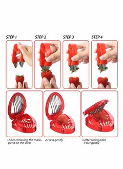 NIBEMINENT Strawberry Slicer Cutter Set, Huller Stem Remover Fruit Leaves Peeling Tool Kitchen Accessories Corer for Tomato Pineapple - 2PCS  - Image 4
