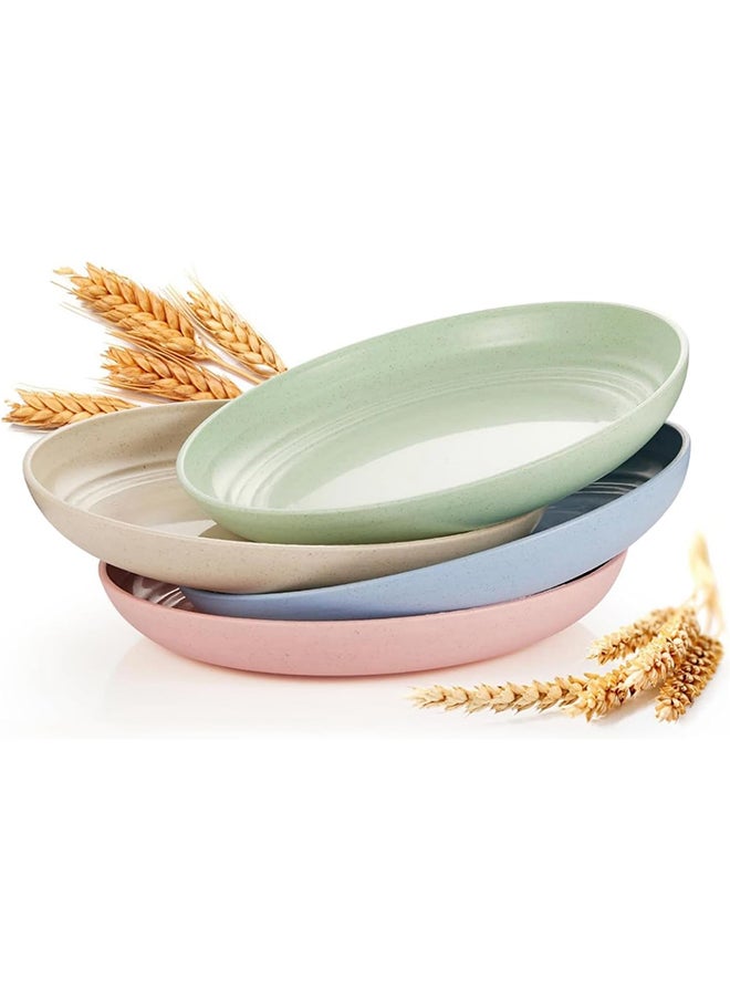 SKY-TOUCH SKY-TOUCH Unbreakable Plastic Dinner Plates Set of 4, Reusable Wheat Straw Plates 10 Inches, Lightweight Unbreakable Dinner Dishes Plates, Dishwasher & Microwave Safe  - Image 1