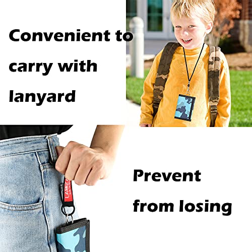 Lamiza Kids Wallet for Boys Girls Teens Trifold, Canvas Toddler Wallet for Boys, Cute Zipper Wallets Youth with Coin Pocket and Card Holders, Novelty Wallets for Childrens Birthday Gifts (Camo blue suit) - Image 2