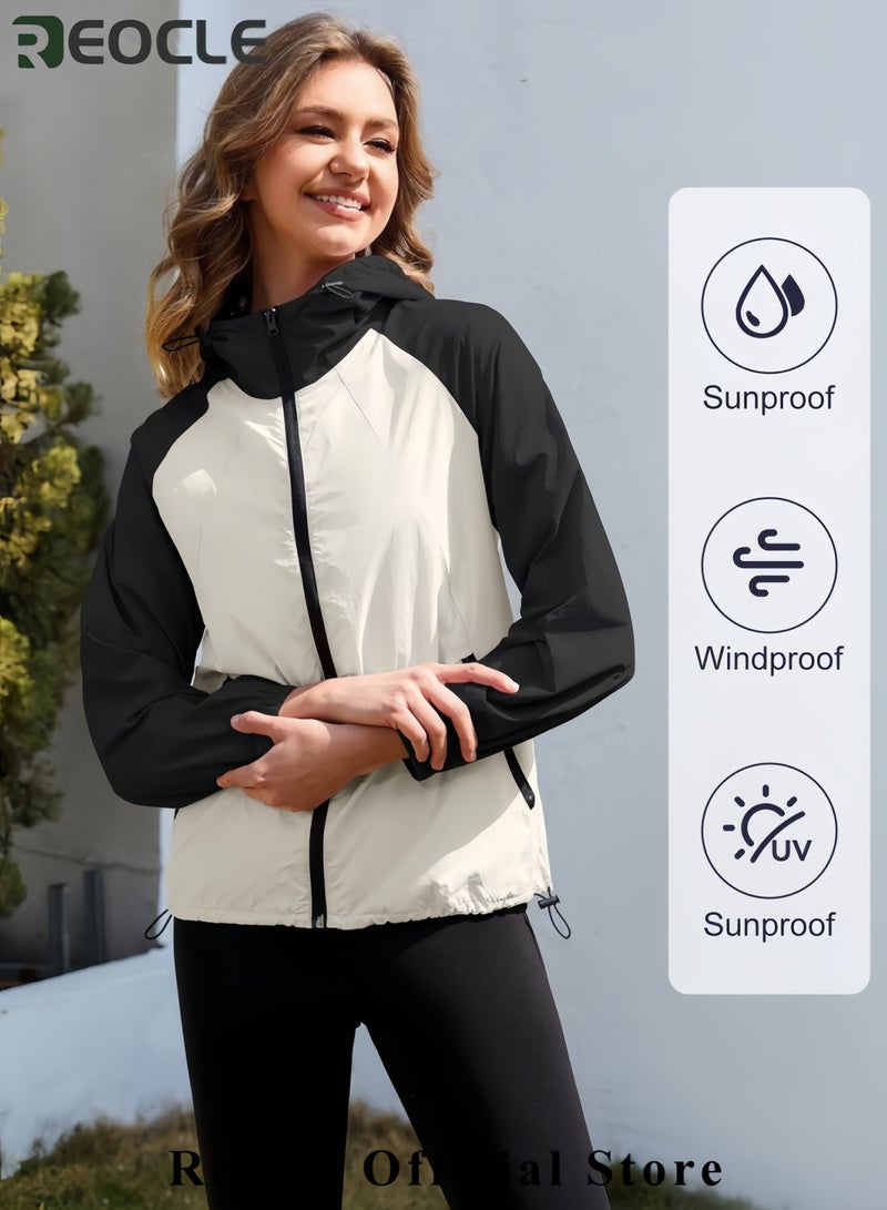 REOCLE Packable Rain Jacket Women Waterproof Lightweight Rain Coats for Women with Hood Outdoor Windbreaker Jacket - Image 5