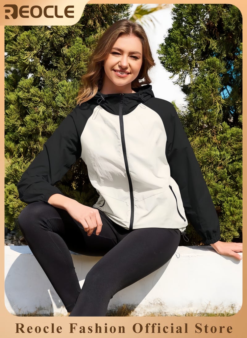 REOCLE Packable Rain Jacket Women Waterproof Lightweight Rain Coats for Women with Hood Outdoor Windbreaker Jacket - Image 1