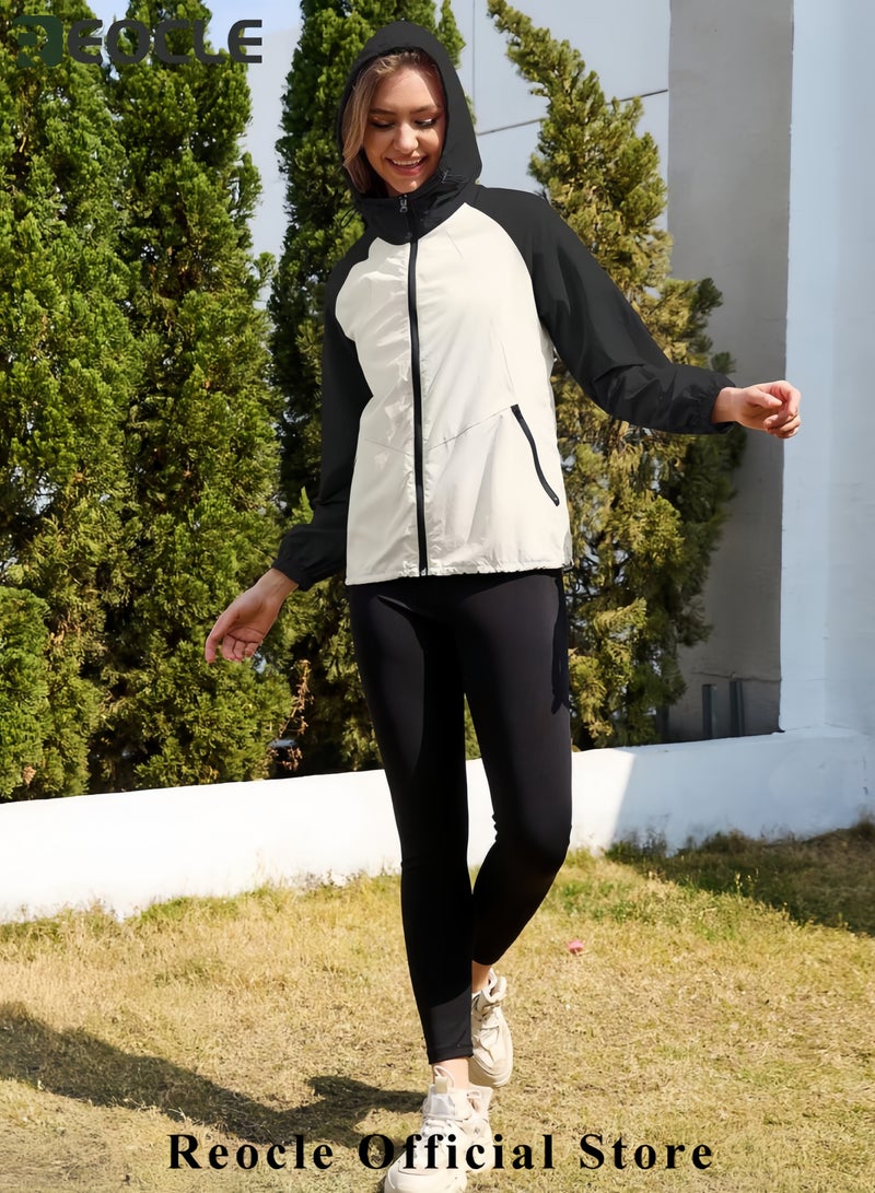 REOCLE Packable Rain Jacket Women Waterproof Lightweight Rain Coats for Women with Hood Outdoor Windbreaker Jacket - Image 2