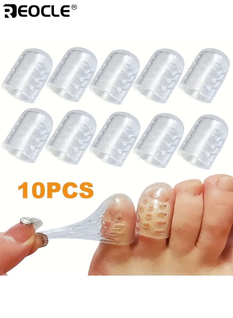 REOCLE 10pcs Unisex Breathable Gel Toenail Protectors Odorless Toenail Caps Protects Toes from Rubbing Suitable for Manicure Sports Outdoor Activities - Image 1