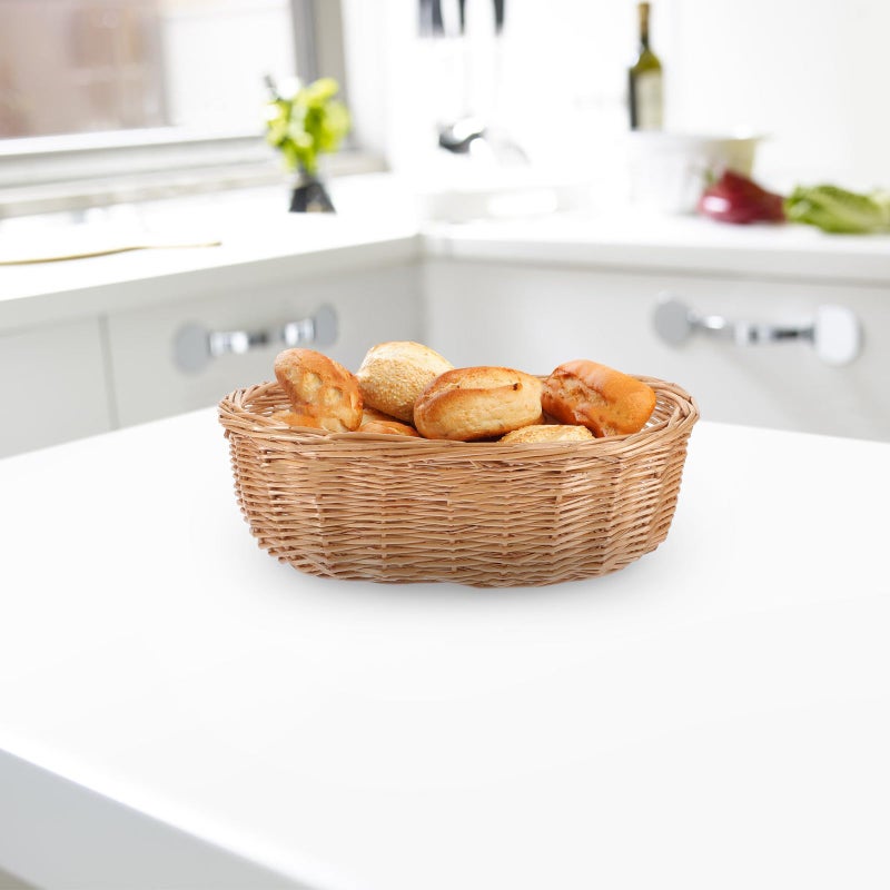 Small Oval Woven Rattan Bread Basket 9 84 X 6 30 Inches Kitchen Picnic Snack Organizer - Image 3