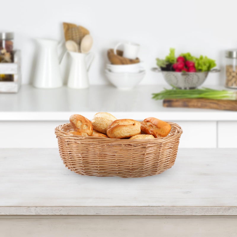 Small Oval Woven Rattan Bread Basket 9 84 X 6 30 Inches Kitchen Picnic Snack Organizer - Image 5
