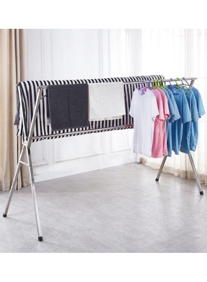 CLOTH HANGER Folding X Shaped Clothes Drying Rack Expandable Compact Storage Stainless Steel Adjustable Space Saving Floor Stand Clothes Hanging for Indoor Outdoor - Image 4