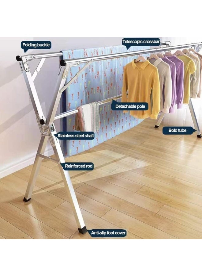 CLOTH HANGER Folding X Shaped Clothes Drying Rack Expandable Compact Storage Stainless Steel Adjustable Space Saving Floor Stand Clothes Hanging for Indoor Outdoor - Image 5