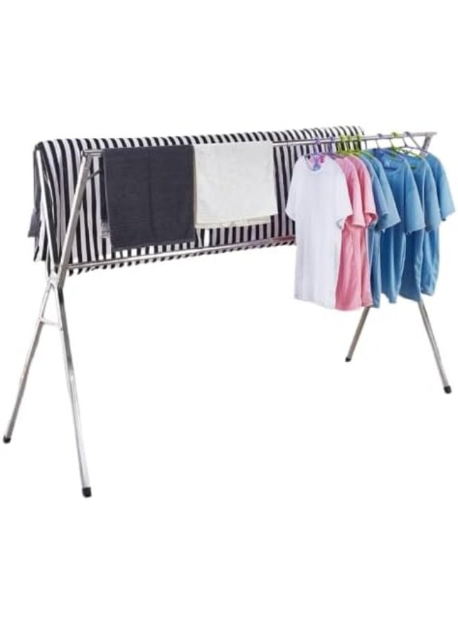 CLOTH HANGER Folding X Shaped Clothes Drying Rack Expandable Compact Storage Stainless Steel Adjustable Space Saving Floor Stand Clothes Hanging for Indoor Outdoor - Image 1