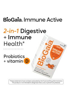 BioGaia BioGaia Immune Active Kids | Probiotic + Vitamin D | for Digestive & Immune Health | Ages 3+ | Allergen, Dairy, Soy & Gluten Free | Trusted by Pediatricians | 60 Day Supply | Orange Flavored Chewable  - Image 2
