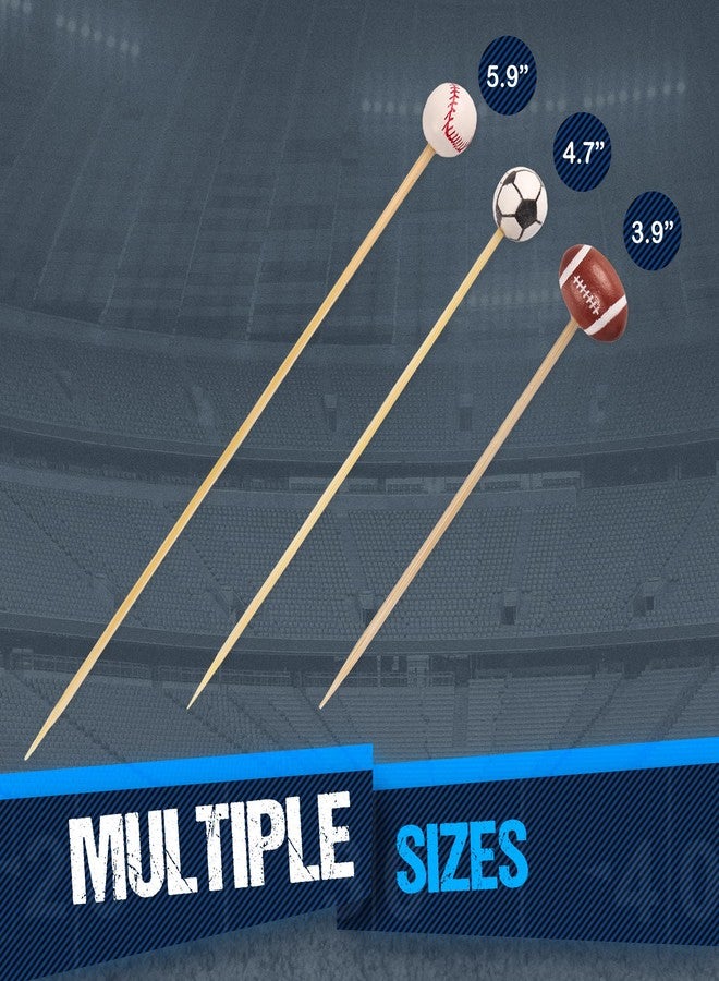 BambooMN 5.9"Decorative Sports Ball End Bamboo Cocktail Fruit Sandwich Picks Skewers for Catered Events, Holiday's, Restaurants or Buffets Party Supplies, Football, 100 pcs - Image 3