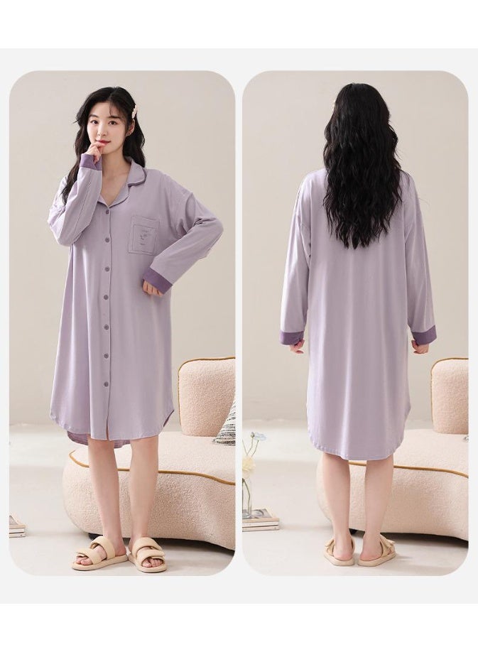 Women  Long Sleeve Nightgowns Casual Spring Autumn Loose Nightdress Full Length   Ladies Sleepwear Fashion Loungewear - Image 2
