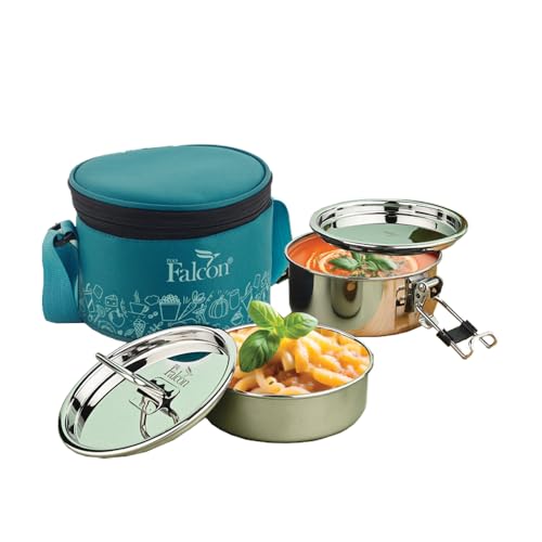 PDDFALCON Royal Lunch Box Stainless Steel Lunch Box Set, 100% Leak-Proof, BIS Certified, Jindal Seal & Made in India, Airtight with Lids,(Royal Lily with Bag 700ml (Sea Green) - Image 1