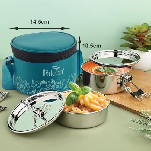 PDDFALCON Royal Lunch Box Stainless Steel Lunch Box Set, 100% Leak-Proof, BIS Certified, Jindal Seal & Made in India, Airtight with Lids,(Royal Lily with Bag 700ml (Sea Green) - Image 2
