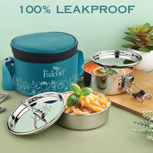 PDDFALCON Royal Lunch Box Stainless Steel Lunch Box Set, 100% Leak-Proof, BIS Certified, Jindal Seal & Made in India, Airtight with Lids,(Royal Lily with Bag 700ml (Sea Green) - Image 3