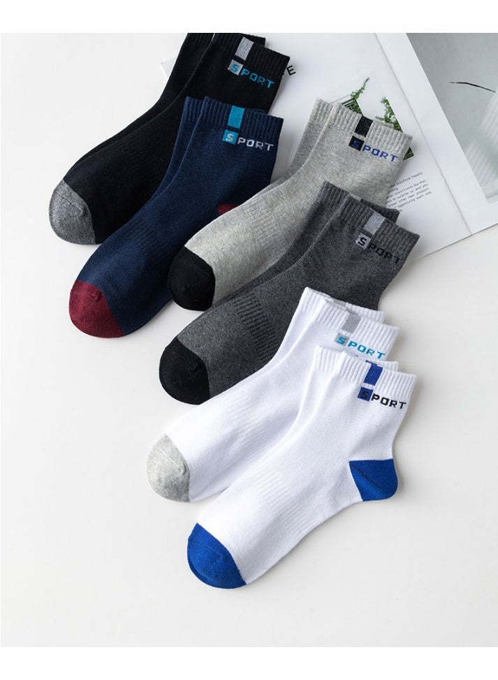 6 Pair of Autumn and Winter Men's Mid-calf Socks Breathable Cotton Sports Socks.