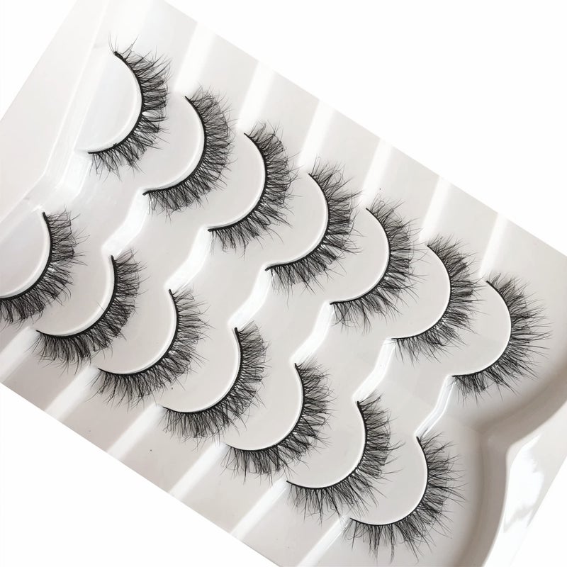 Pooplunch Fake Eyelashes Short Natural False Eyelashes Cat-Eye Wispy Volume Lightweight Faux Mink Eye Lashes Strips 7 Pairs Pack - Image 4