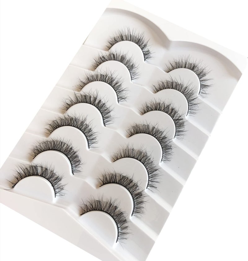 Pooplunch Fake Eyelashes Short Natural False Eyelashes Cat-Eye Wispy Volume Lightweight Faux Mink Eye Lashes Strips 7 Pairs Pack - Image 5
