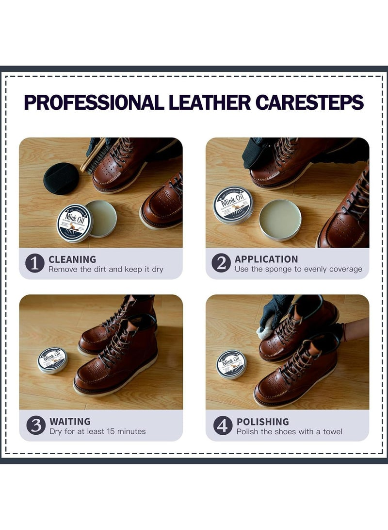 CMGTYYD All-Natural Leather Cream, Leather Conditioner Cleaner, 3.52 Oz Mink Oil Kit With Sponge, Waterproof Soften Brighten Restore Car Interior Shoe Boot, Saddle, Jacket, Purse, Glove, Vinyl - Image 4