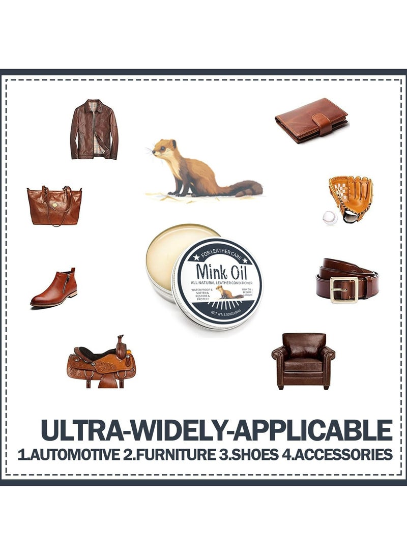 CMGTYYD All-Natural Leather Cream, Leather Conditioner Cleaner, 3.52 Oz Mink Oil Kit With Sponge, Waterproof Soften Brighten Restore Car Interior Shoe Boot, Saddle, Jacket, Purse, Glove, Vinyl - Image 5