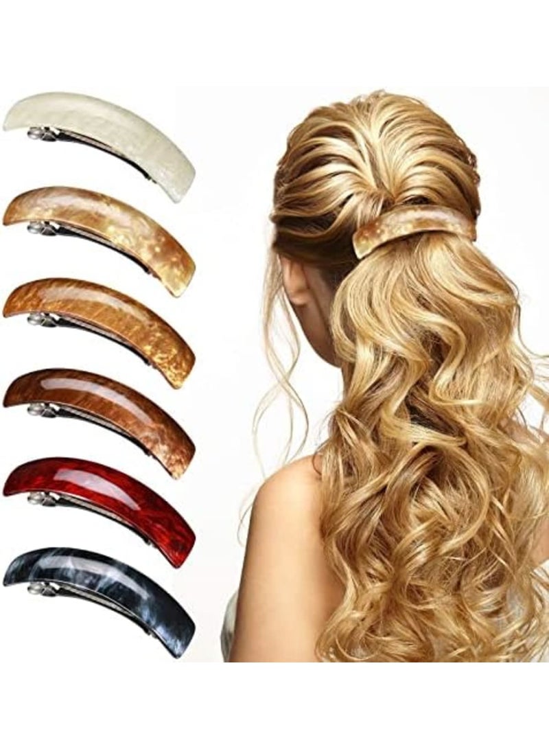 Luckam مشابك شعر للنساء، 6 قطع مشابك شعر كبيرة عتيقة، إكسسوارات شعر نسائية، مشابك شعر تلقائية على شكل صدفة بسيطة، مشبك فرنسي تلقائي للسيدات - Image 1