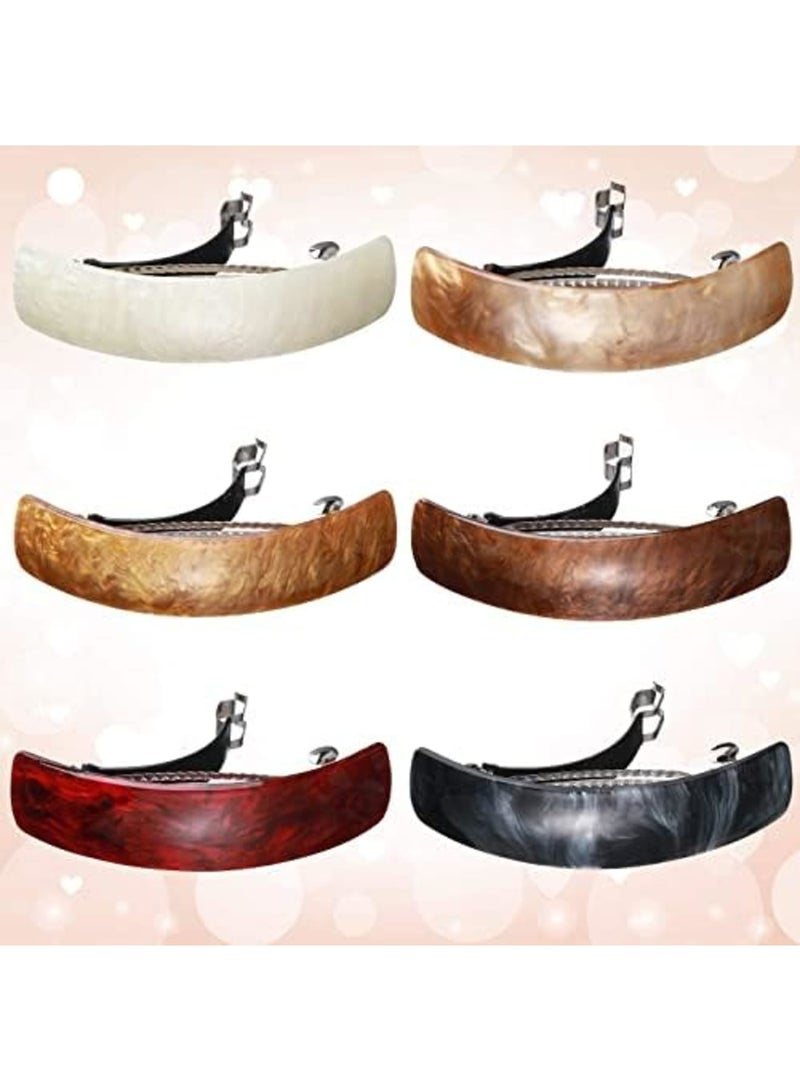 Luckam مشابك شعر للنساء، 6 قطع مشابك شعر كبيرة عتيقة، إكسسوارات شعر نسائية، مشابك شعر تلقائية على شكل صدفة بسيطة، مشبك فرنسي تلقائي للسيدات - Image 3