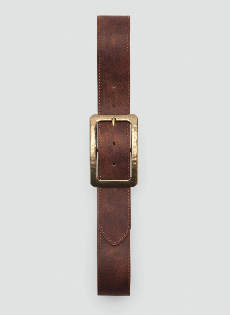 MANGO Square Buckle Allocated Hole Belt