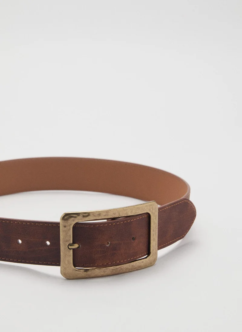 MANGO Square Buckle Allocated Hole Belt