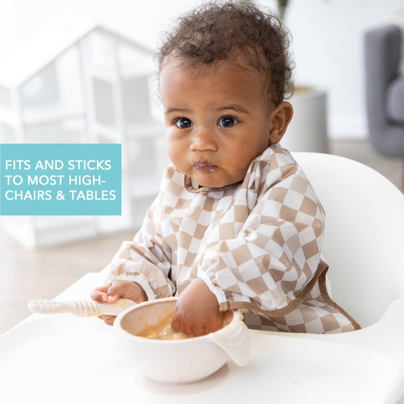 Bumkins Feeding Set with Suction, Includes Spoon and Lid, Training Essentials for Baby-Led Weaning, Toddler Self-Feeding, Babies Eating at 4 Mos Up, Beige - Image 3