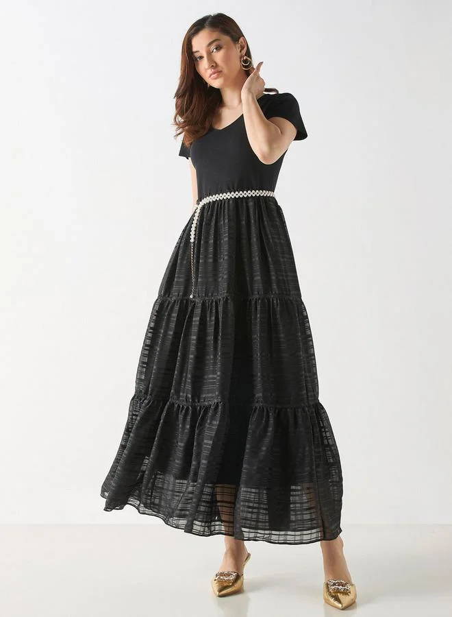2Xtremz 2Xtremz Textured Dress with Short Sleeves and Pockets