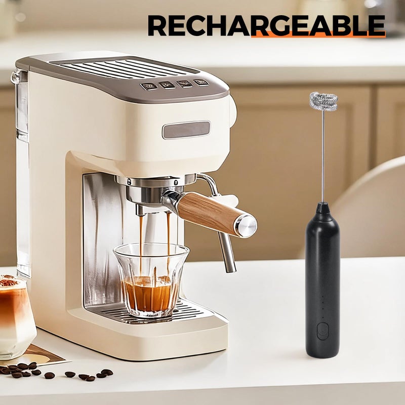 Laposso Milk Frother Rechargeable Handheld Electric Whisk Coffee Frother 3 Speed Adjustable Foam Maker Blender for Coffee Matcha Latte Cappuccino Hot Chocolate Kitchen Gifts (Black) - Image 3
