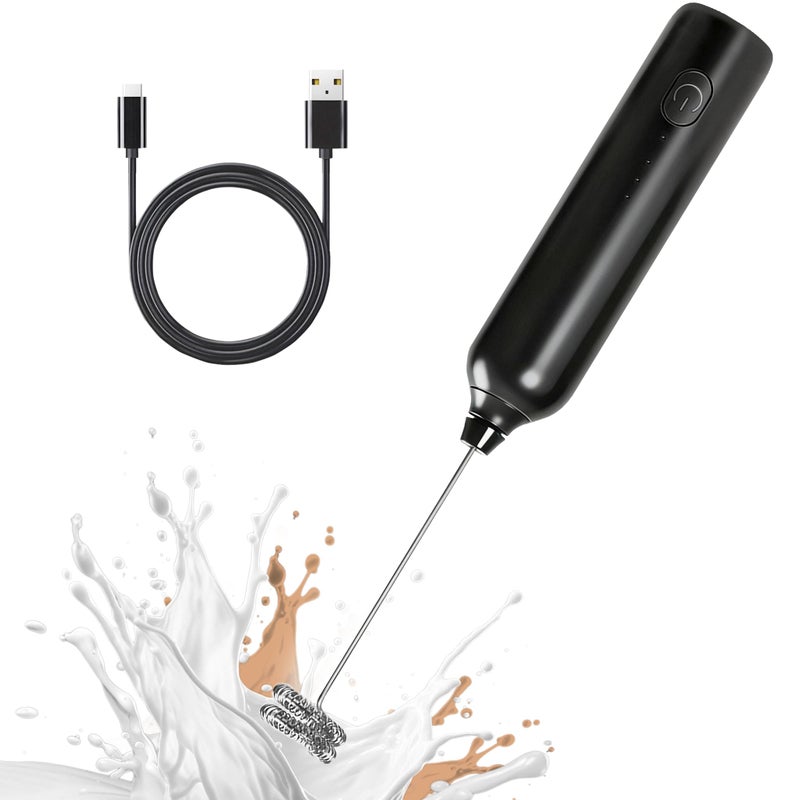 Laposso Milk Frother Rechargeable Handheld Electric Whisk Coffee Frother 3 Speed Adjustable Foam Maker Blender for Coffee Matcha Latte Cappuccino Hot Chocolate Kitchen Gifts (Black) - Image 1