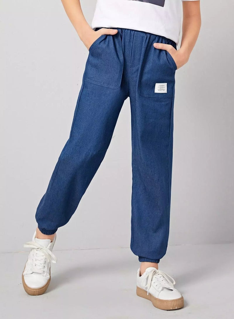 Boys Patched Detail Slant Pocket Pants - Image 1