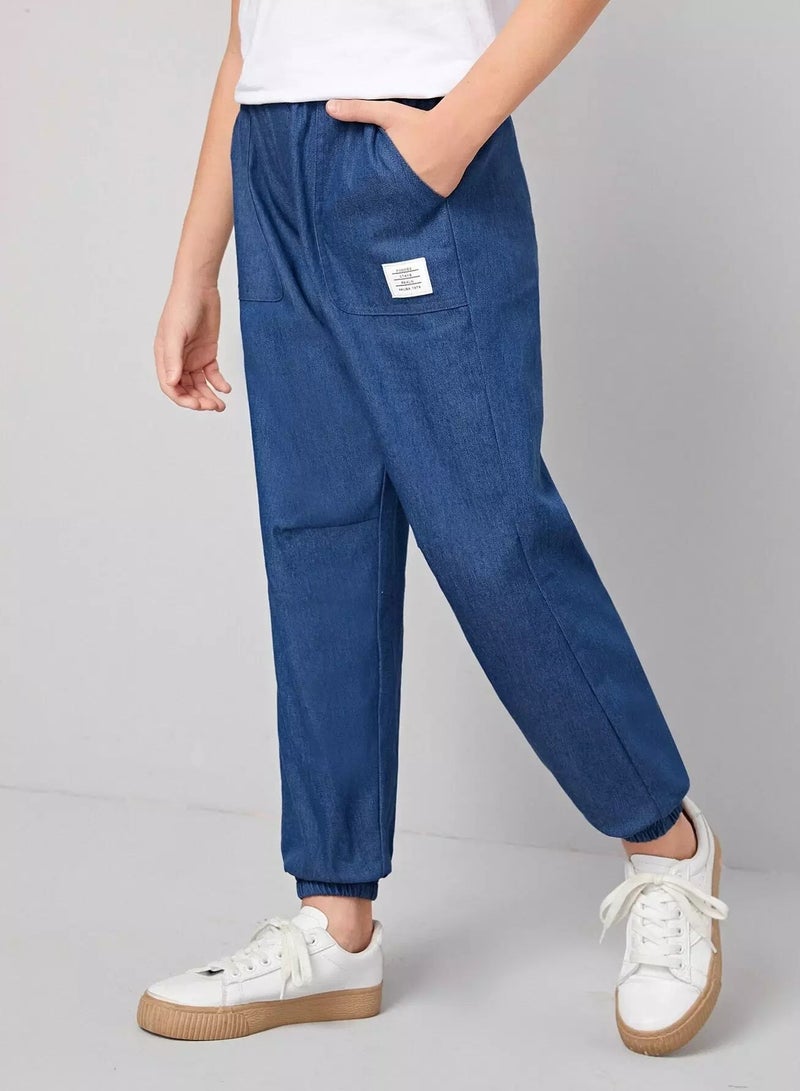 Boys Patched Detail Slant Pocket Pants - Image 4