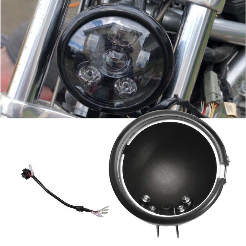 NORTHYUN 575 Inch LED Headlight Housing Black 5 34 Inch Motorcycle Headlight Bucket Trim Ring Compatible with Harley Davidson