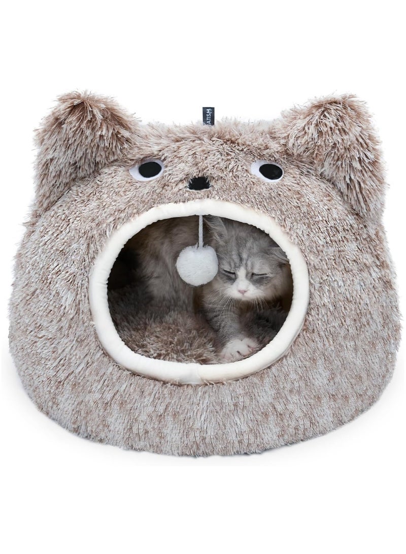 عام سرير القط، سرير القط داخلي، حفرة القط، حفرة القط داخلي، حفرة سرير القط، سرير القط كبير، سرير القط مريح ذو غطاء مع طباقة، سرير القط قابل الإزالة قابل الغسل - Image 1