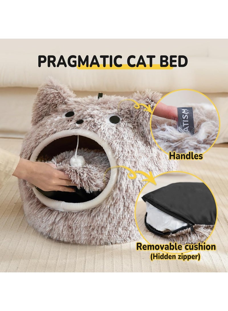 عام سرير القط، سرير القط داخلي، حفرة القط، حفرة القط داخلي، حفرة سرير القط، سرير القط كبير، سرير القط مريح ذو غطاء مع طباقة، سرير القط قابل الإزالة قابل الغسل - Image 5