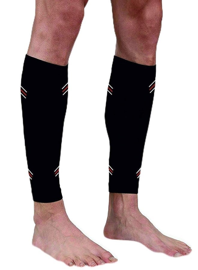 QUADA Calf Compression Sleeves for Men and Women (for Sports, Running, Shin Stress Syndrome) (BLACK) (L, BLACK) - Image 1
