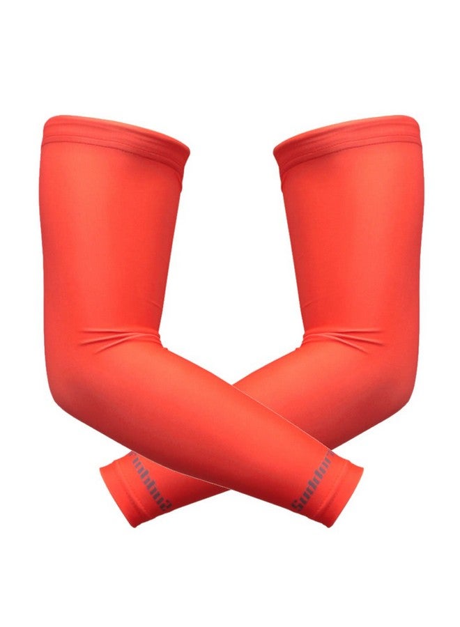 Arm Sleeves (Pair) - Sun Sleeves For Men And Women W/Uv Protection For Cycling, Basketball, Running, Football, Outdoor Sports (Red)