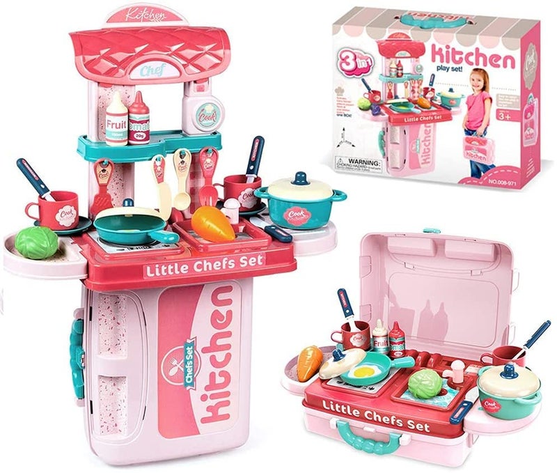 PULSBERY Kitchen Set for Kids Girls Toys | Kids Kitchen Play Set with Lights & Sound for Girls | Kitchen Playset for Kids (Kitchen Playset-WD_R36) - Image 4